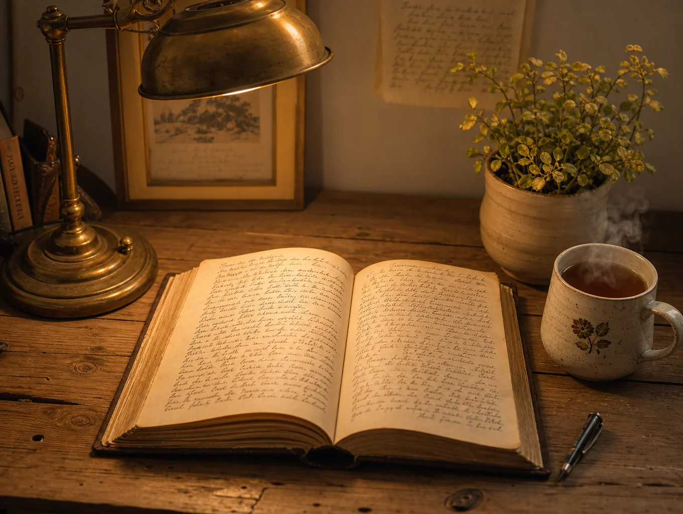 Literary seminar study table with open historical book